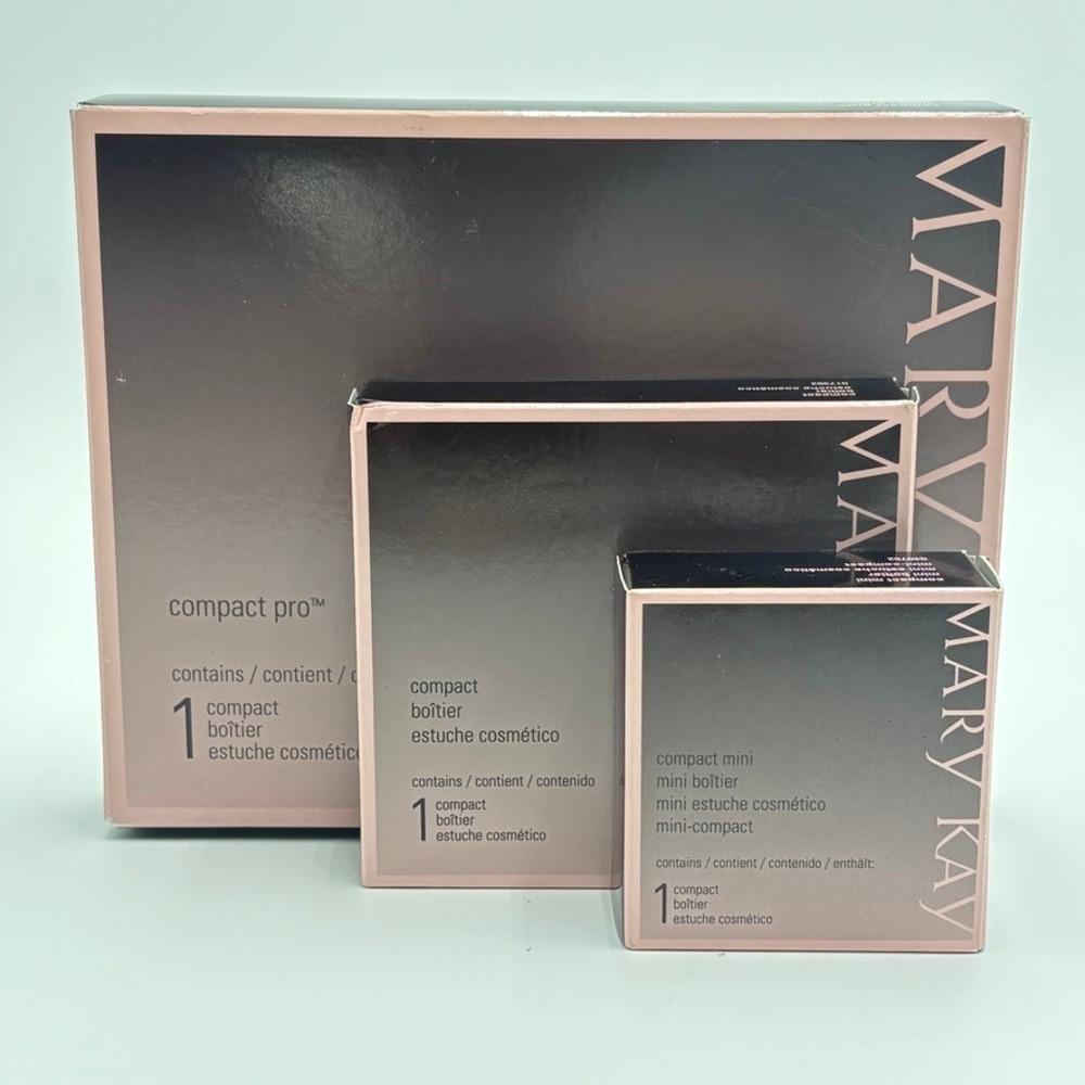Mary Kay Makeup Compact Set Pro Standard Mini Black Pink Ombre 3 Piece NIB